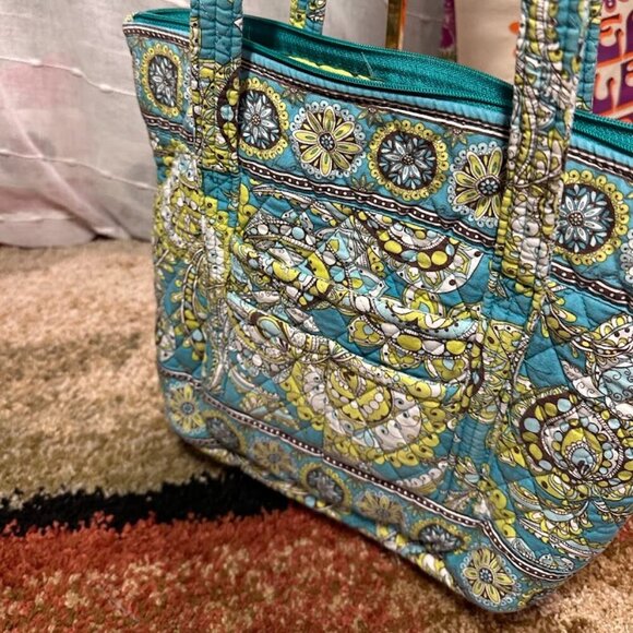 Vera Bradley Peacock Spring 2007 Pattern Zip Top Tote Designer Shoulder Bag EUC - Picture 2 of 15